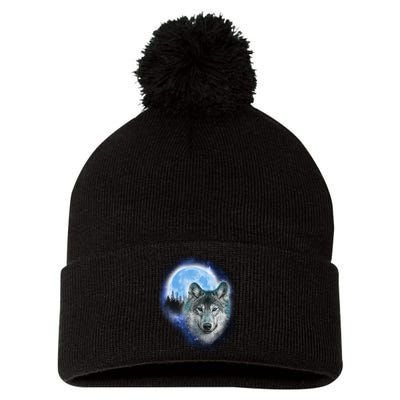 Cosmic Wolf  Pom Pom 12in Knit Beanie
