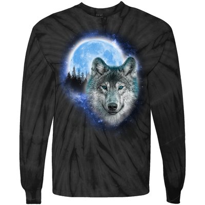 Cosmic Wolf  Tie-Dye Long Sleeve Shirt