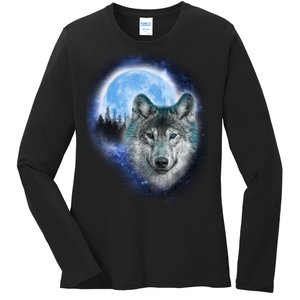 Cosmic Wolf  Ladies Long Sleeve Shirt