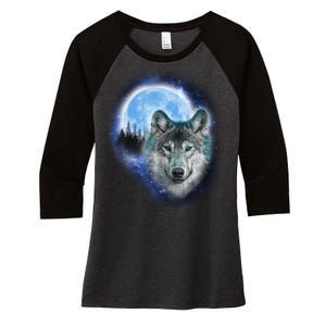 Cosmic Wolf  Women's Tri-Blend 3/4-Sleeve Raglan Shirt