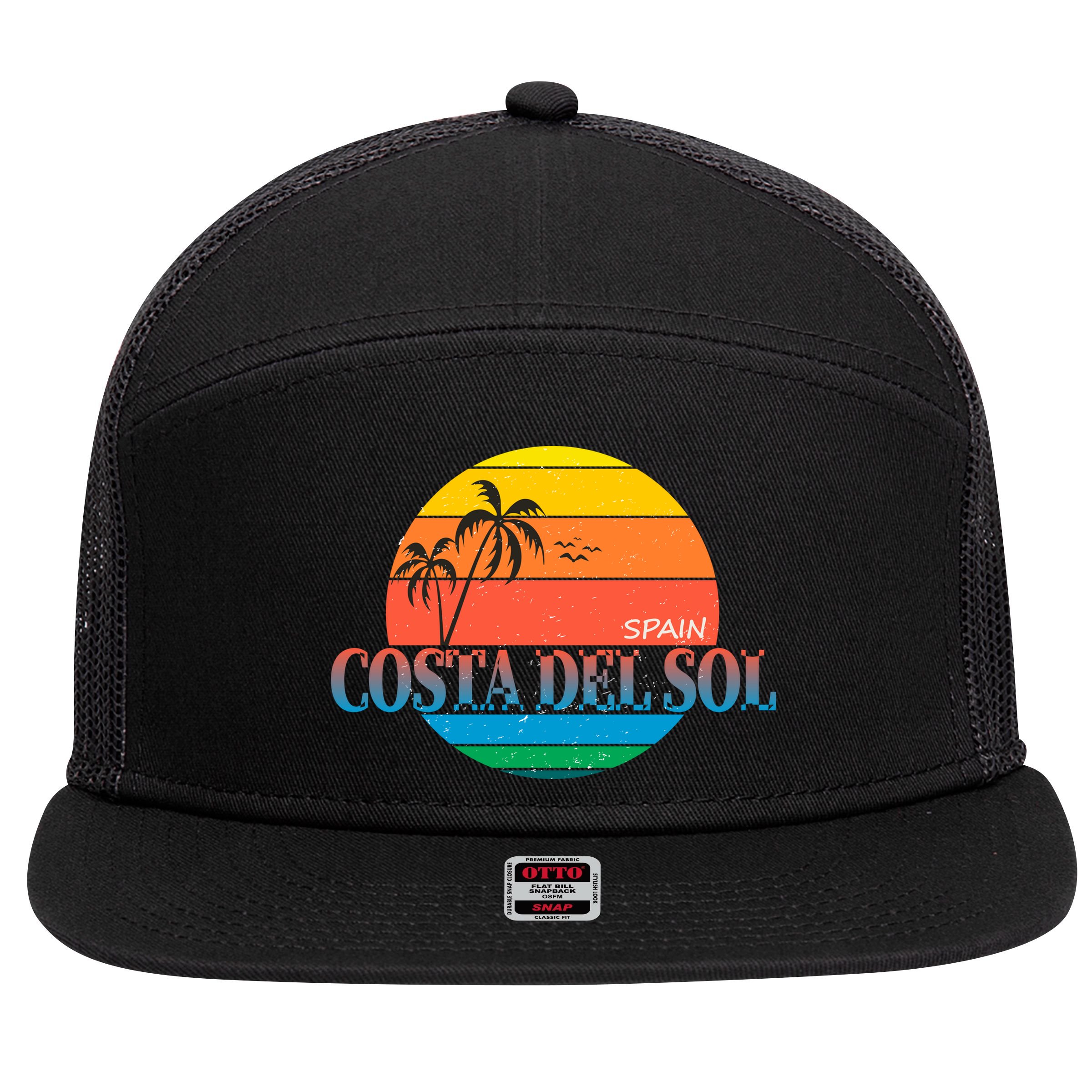 Costa Del Sol Spain 7 Panel Mesh Trucker Snapback Hat