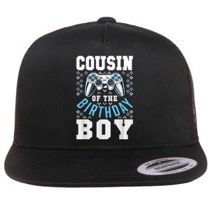 Cousin Of The Birthday Boy Matching Video Gamer Birthday Flat Bill Trucker Hat