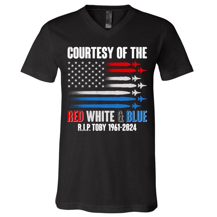 Courtesy Of The Red White And Blue Toby Tribute V-Neck T-Shirt