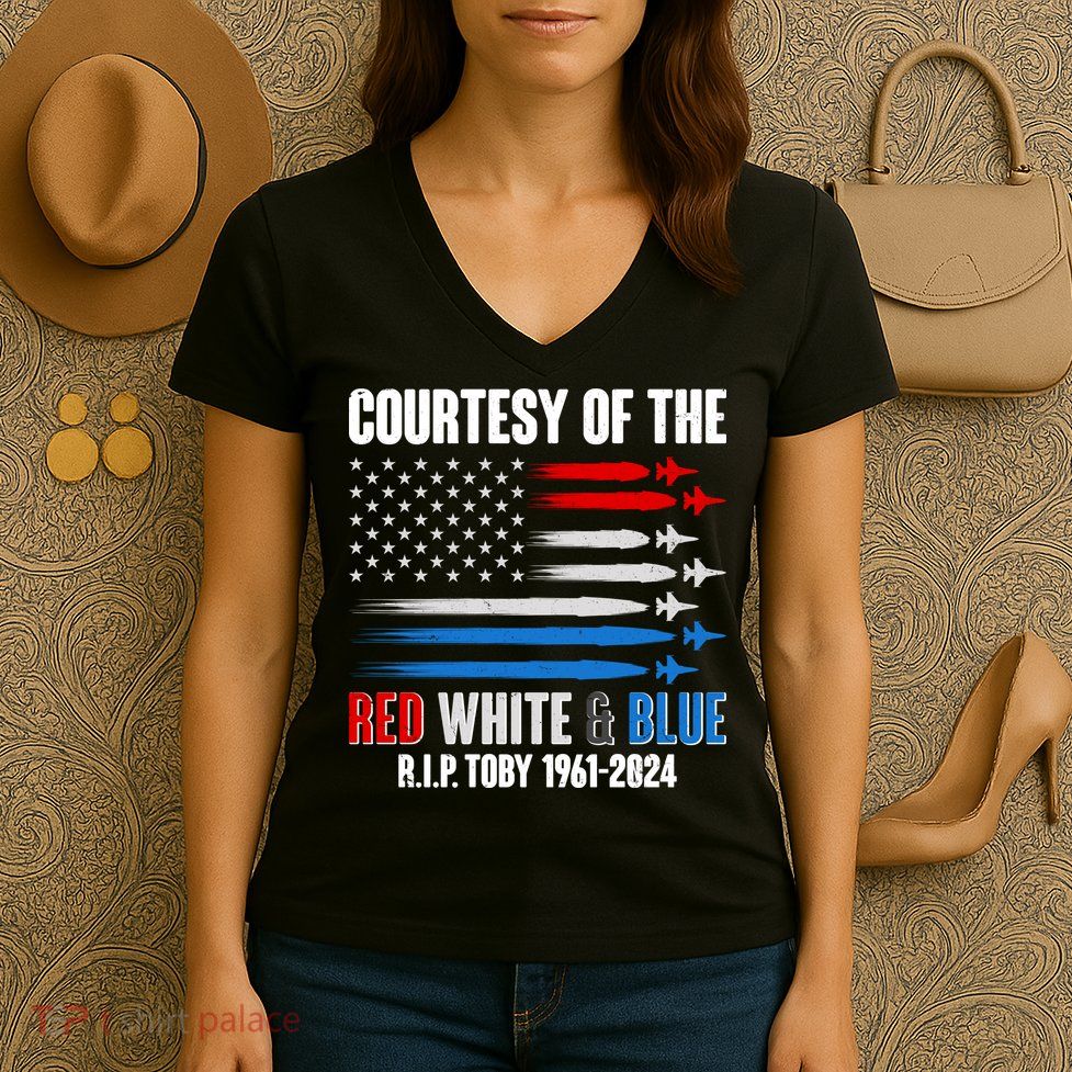 Courtesy Of The Red White And Blue Toby Tribute Women's V-Neck T-Shirt