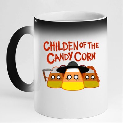 Children Of The Candy Corn Halloween 11oz Black Color Changing Mug