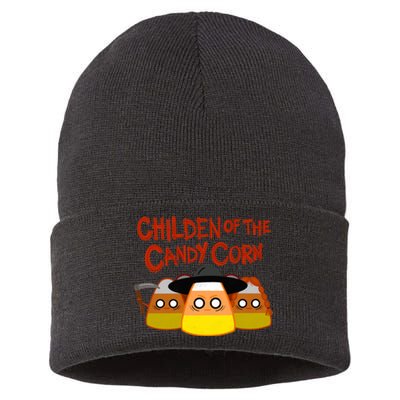 Children Of The Candy Corn Halloween Sustainable Knit Beanie