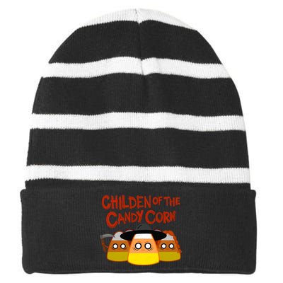 Children Of The Candy Corn Halloween Striped Beanie with Solid Band