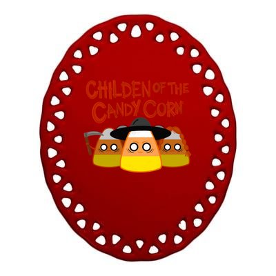 Children Of The Candy Corn Halloween Ceramic Oval Ornament