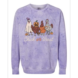 Chick Or Treat Halloween Witch Spooky Chicken Gift Colorblast Crewneck Sweatshirt