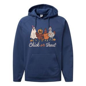 Chick Or Treat Halloween Witch Spooky Chicken Gift Performance Fleece Hoodie