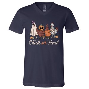 Chick Or Treat Halloween Witch Spooky Chicken Gift V-Neck T-Shirt