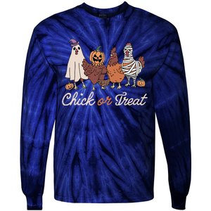 Chick Or Treat Halloween Witch Spooky Chicken Gift Tie-Dye Long Sleeve Shirt