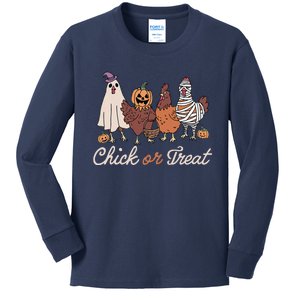 Chick Or Treat Halloween Witch Spooky Chicken Gift Kids Long Sleeve Shirt