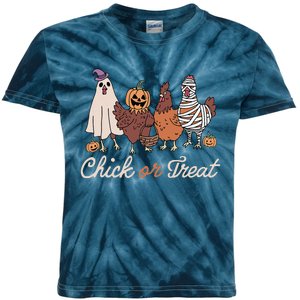 Chick Or Treat Halloween Witch Spooky Chicken Gift Kids Tie-Dye T-Shirt