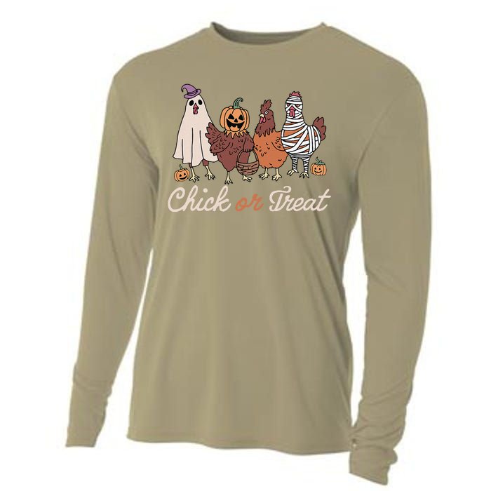 Chick Or Treat Halloween Witch Spooky Chicken Gift Cooling Performance Long Sleeve Crew