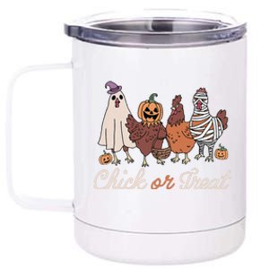 Chick Or Treat Halloween Witch Spooky Chicken Gift 12 oz Stainless Steel Tumbler Cup