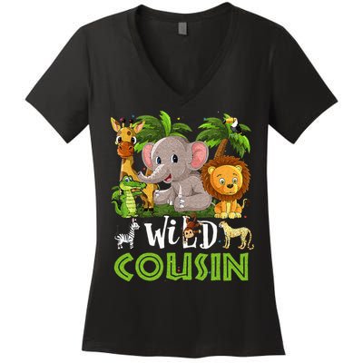 Cousin Of The Wild Zoo Birthday Safari Jungle Animal Family Women's V-Neck T-Shirt