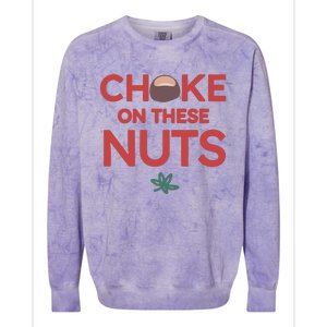 Choke On These Nuts Buckeye Christmas Football Colorblast Crewneck Sweatshirt