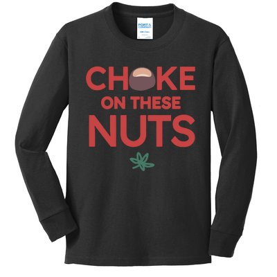 Choke On These Nuts Buckeye Christmas Football Kids Long Sleeve Shirt