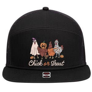 Chick Or Treat Halloween Witch Spooky Chicken 7 Panel Mesh Trucker Snapback Hat