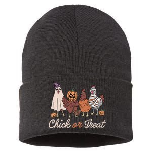 Chick Or Treat Halloween Witch Spooky Chicken Sustainable Knit Beanie