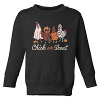 Chick Or Treat Halloween Witch Spooky Chicken Toddler Sweatshirt