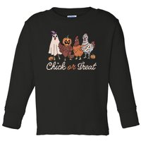 Chick Or Treat Halloween Witch Spooky Chicken Toddler Long Sleeve Shirt