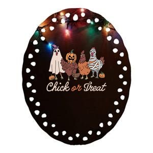 Chick Or Treat Halloween Witch Spooky Chicken Ceramic Oval Ornament