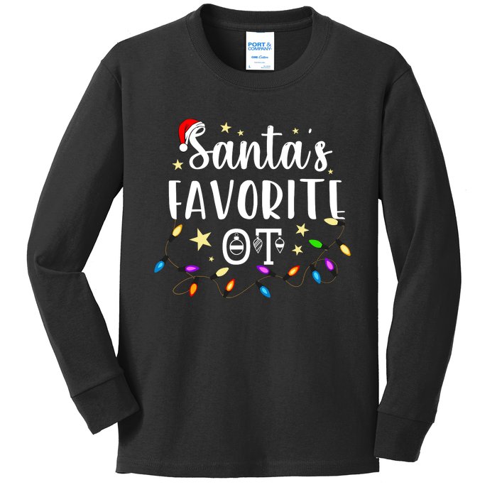 Christmas Occupational Therapist Therapy SantaS Favorite Ot Kids Long Sleeve Shirt