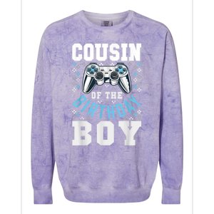 Cousin Of The Birthday Boy Matching Video Gamer Birthday Colorblast Crewneck Sweatshirt