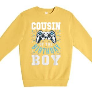 Cousin Of The Birthday Boy Matching Video Gamer Birthday Premium Crewneck Sweatshirt