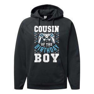 Cousin Of The Birthday Boy Matching Video Gamer Birthday Performance Fleece Hoodie