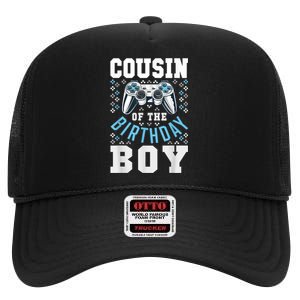 Cousin Of The Birthday Boy Matching Video Gamer Birthday High Crown Mesh Back Trucker Hat