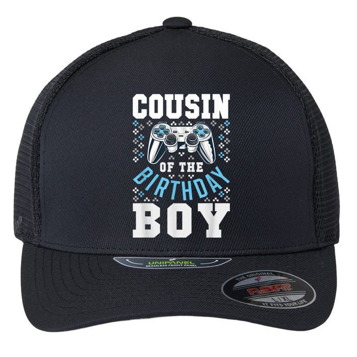 Cousin Of The Birthday Boy Matching Video Gamer Birthday Flexfit Unipanel Trucker Cap