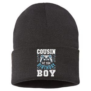 Cousin Of The Birthday Boy Matching Video Gamer Birthday Sustainable Knit Beanie