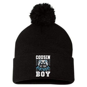 Cousin Of The Birthday Boy Matching Video Gamer Birthday Pom Pom 12in Knit Beanie