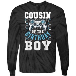 Cousin Of The Birthday Boy Matching Video Gamer Birthday Tie-Dye Long Sleeve Shirt