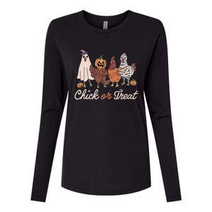 Chick Or Treat Halloween Witch Spooky Chicken Womens Cotton Relaxed Long Sleeve T-Shirt