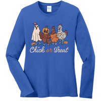 Chick Or Treat Halloween Witch Spooky Chicken Ladies Long Sleeve Shirt