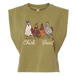 Chick Or Treat Halloween Witch Spooky Chicken Garment-Dyed Women's Muscle Tee