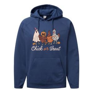 Chick Or Treat Halloween Witch Spooky Chicken Performance Fleece Hoodie