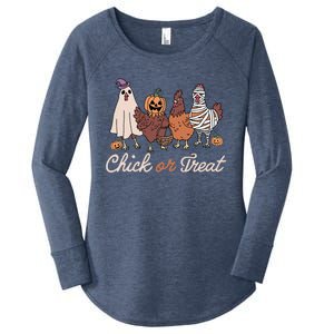 Chick Or Treat Halloween Witch Spooky Chicken Women's Perfect Tri Tunic Long Sleeve Shirt