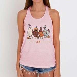 Chick Or Treat Halloween Witch Spooky Chicken Women's Knotted Racerback Tank