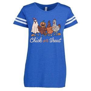 Chick Or Treat Halloween Witch Spooky Chicken Enza Ladies Jersey Football T-Shirt