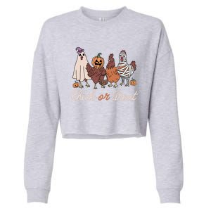 Chick Or Treat Halloween Witch Spooky Chicken Cropped Pullover Crew