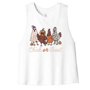 Chick Or Treat Halloween Witch Spooky Chicken Women's Racerback Cropped Tank