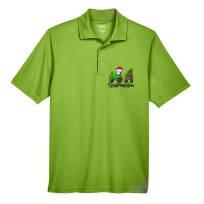 Christmas On The Farm Tractor Boy Farm Birthday Gifts Men's Origin Performance Piqué Polo