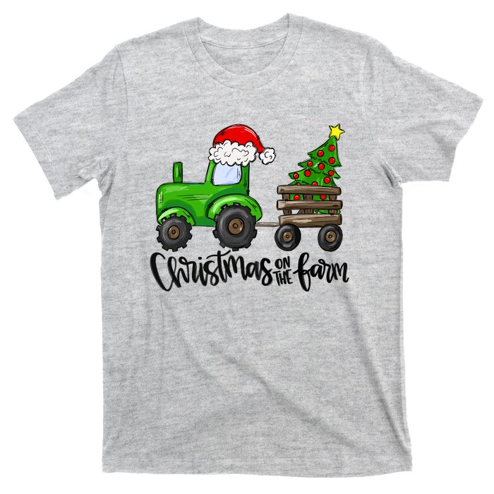 Christmas On The Farm Tractor Boy Farm Birthday Gifts T-Shirt