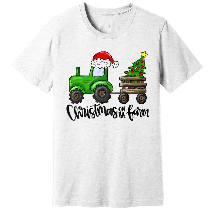 Christmas On The Farm Tractor Boy Farm Birthday Gifts Premium T-Shirt