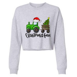 Christmas On The Farm Tractor Boy Farm Birthday Gifts Cropped Pullover Crew